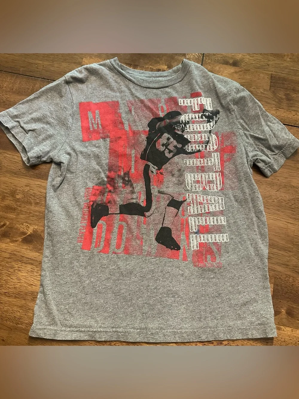 GAP Gray Kids T-Shirt with Red and Black Football Graphic